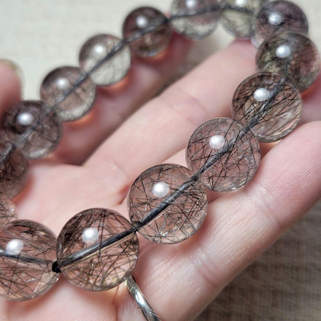 ⑤ブラックブロンズルチルクォーツブレスレット