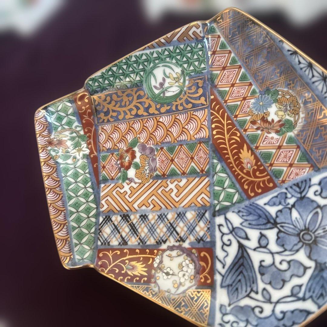 お値下げ　龍峰窯 金彩赤絵 祥瑞花丸紋 結び文 金彩古伊万里様式　皿　5枚