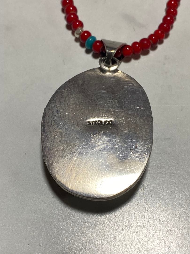 ターコイズ ホワイトハーツ ネックレス STERLING 50cm インディアン