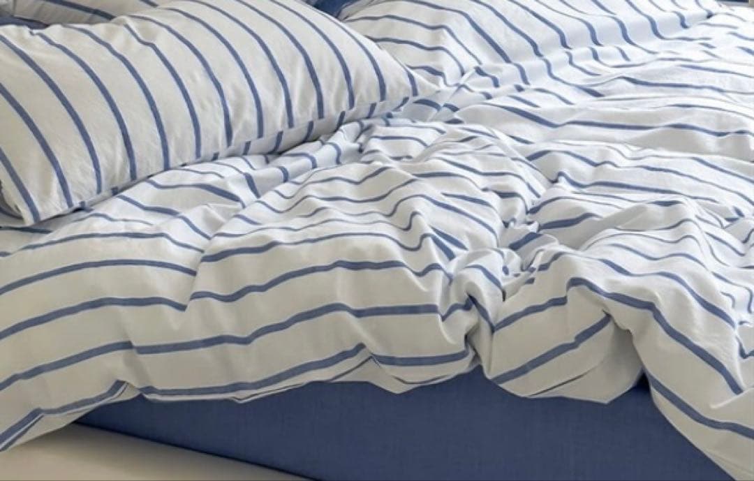 寝具4点カバーセット ストライプ柄 ライトブルー ダブル