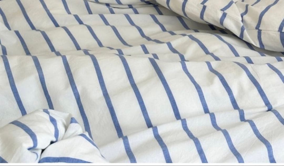 寝具4点カバーセット ストライプ柄 ライトブルー ダブル