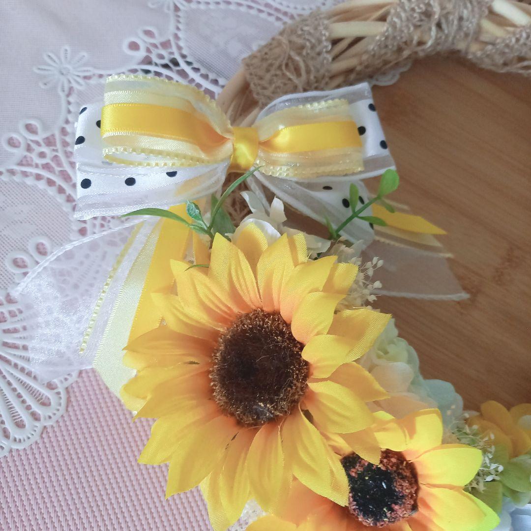 No100  元気いっぱい向日葵⸜❤︎⸝‍フラワーリース❁*。