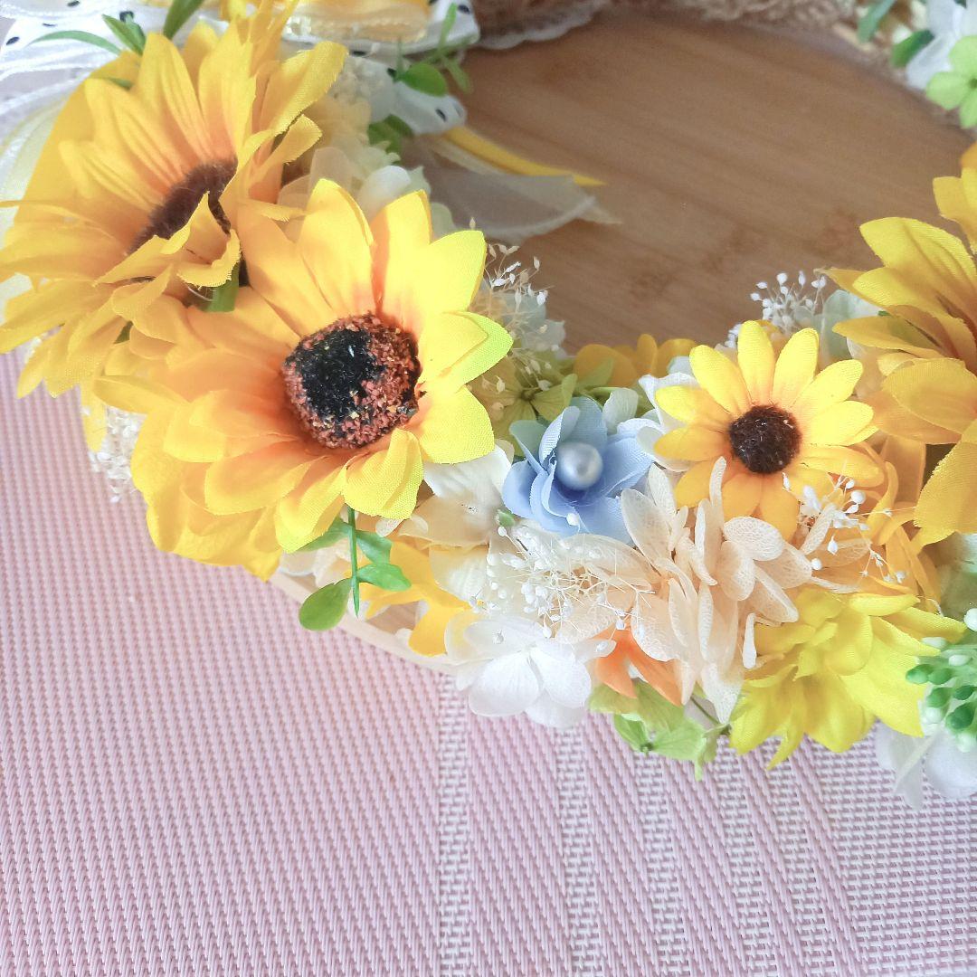 No100  元気いっぱい向日葵⸜❤︎⸝‍フラワーリース❁*。