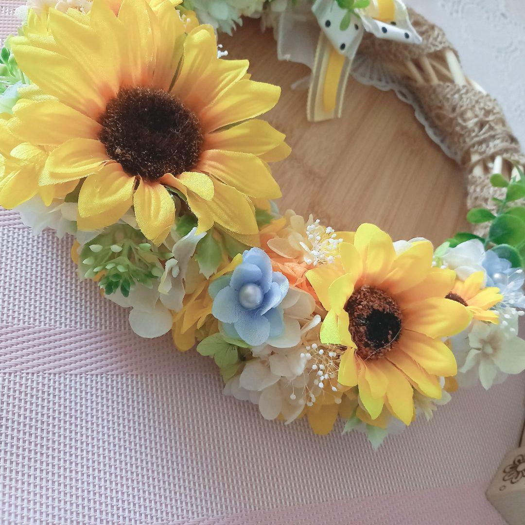 No100  元気いっぱい向日葵⸜❤︎⸝‍フラワーリース❁*。