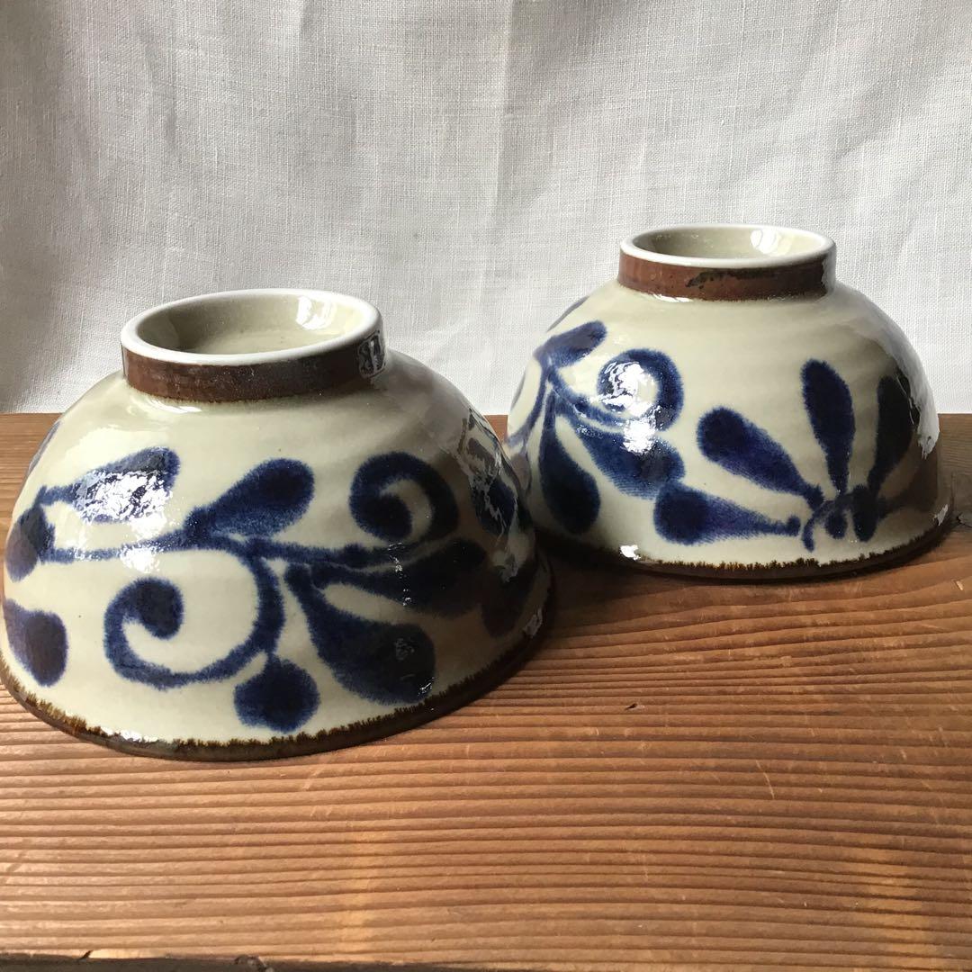 ららです。新品美濃焼　琉球瑠璃唐草麺鉢2枚・ヌキ琉球麺鉢3枚