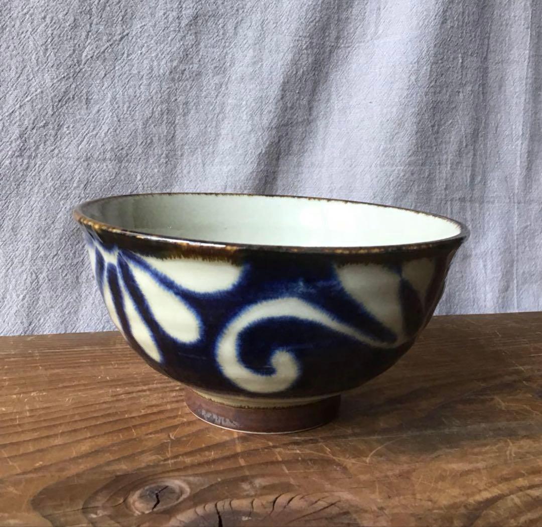 ららです。新品美濃焼　琉球瑠璃唐草麺鉢2枚・ヌキ琉球麺鉢3枚