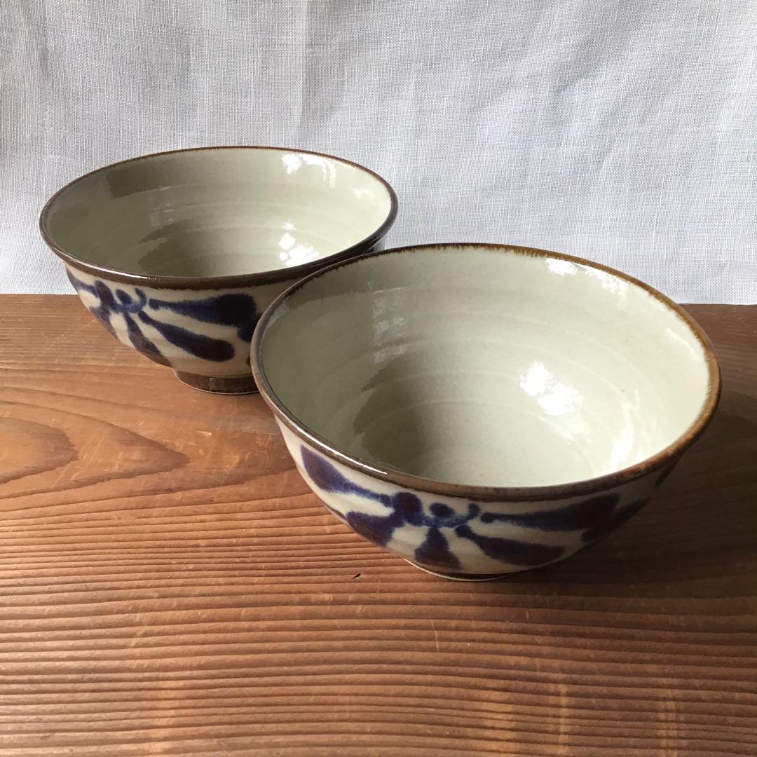 ららです。新品美濃焼　琉球瑠璃唐草麺鉢2枚・ヌキ琉球麺鉢3枚