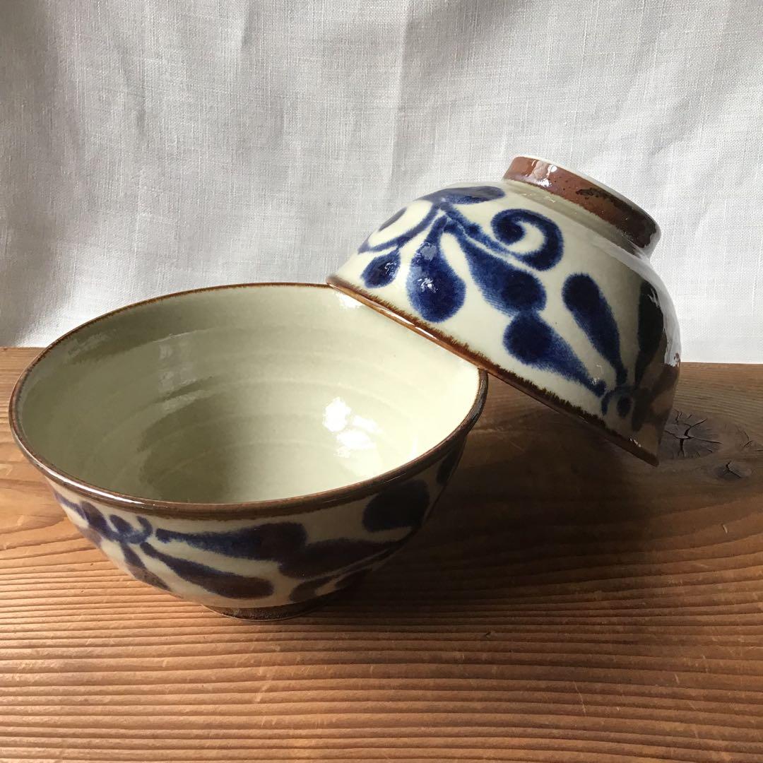 ららです。新品美濃焼　琉球瑠璃唐草麺鉢2枚・ヌキ琉球麺鉢3枚