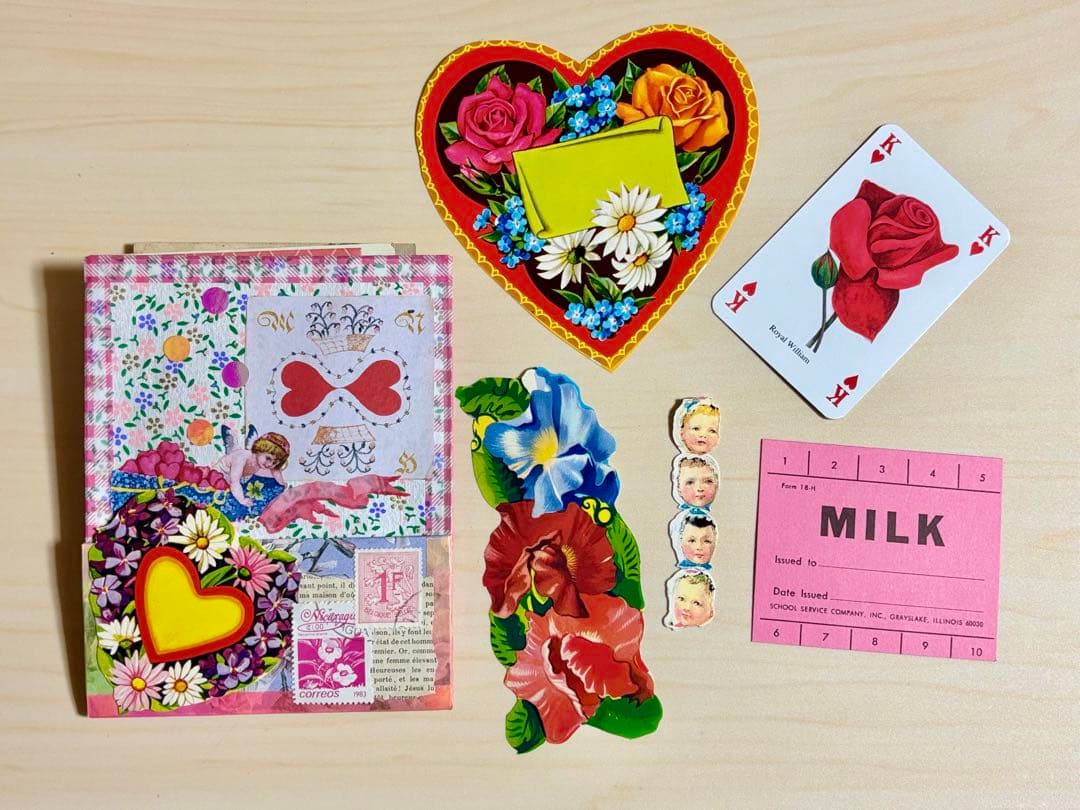 【2】ミニローディッドペーパーバッグと紙ものおすそ分けセット　ジャンクジャーナル