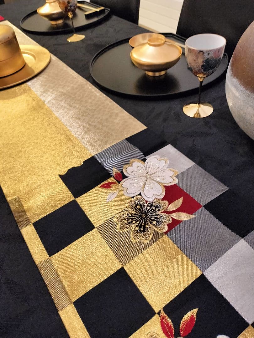 A651★逸品‼️豪華刺繍‼️ひな祭り‼️袋帯正絹テーブルランナー2m16cm