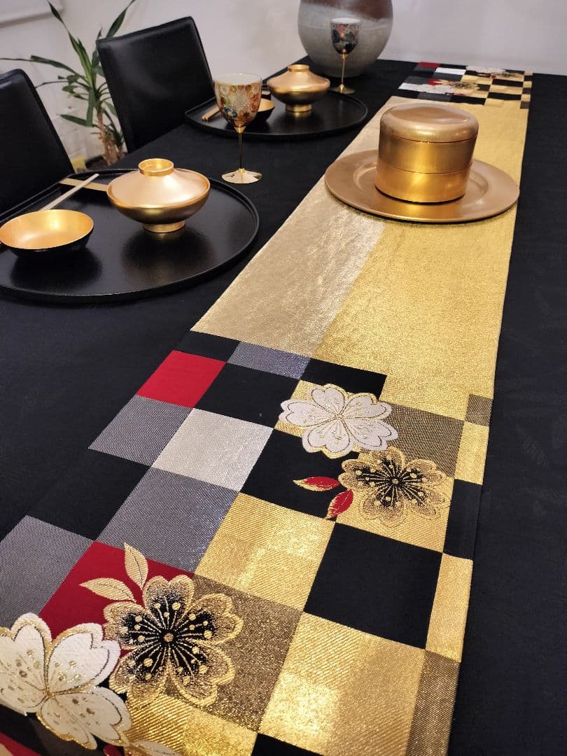 A651★逸品‼️豪華刺繍‼️ひな祭り‼️袋帯正絹テーブルランナー2m16cm