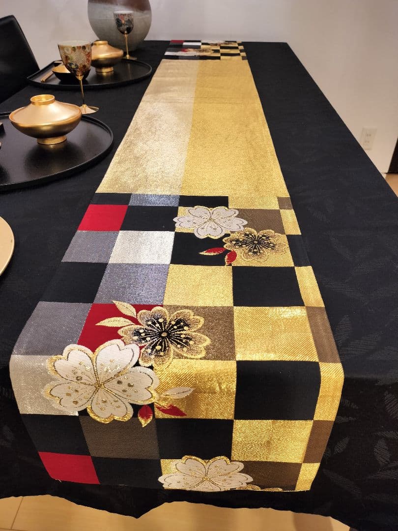 A651★逸品‼️豪華刺繍‼️ひな祭り‼️袋帯正絹テーブルランナー2m16cm
