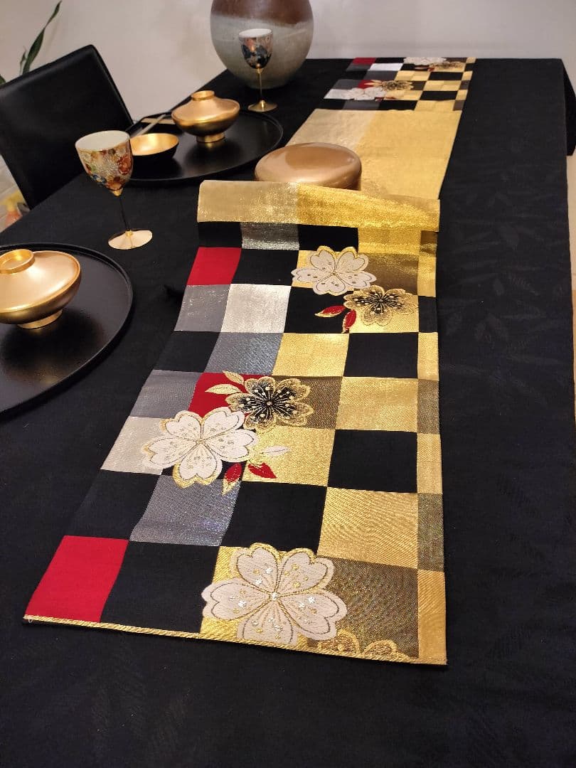 A651★逸品‼️豪華刺繍‼️ひな祭り‼️袋帯正絹テーブルランナー2m16cm