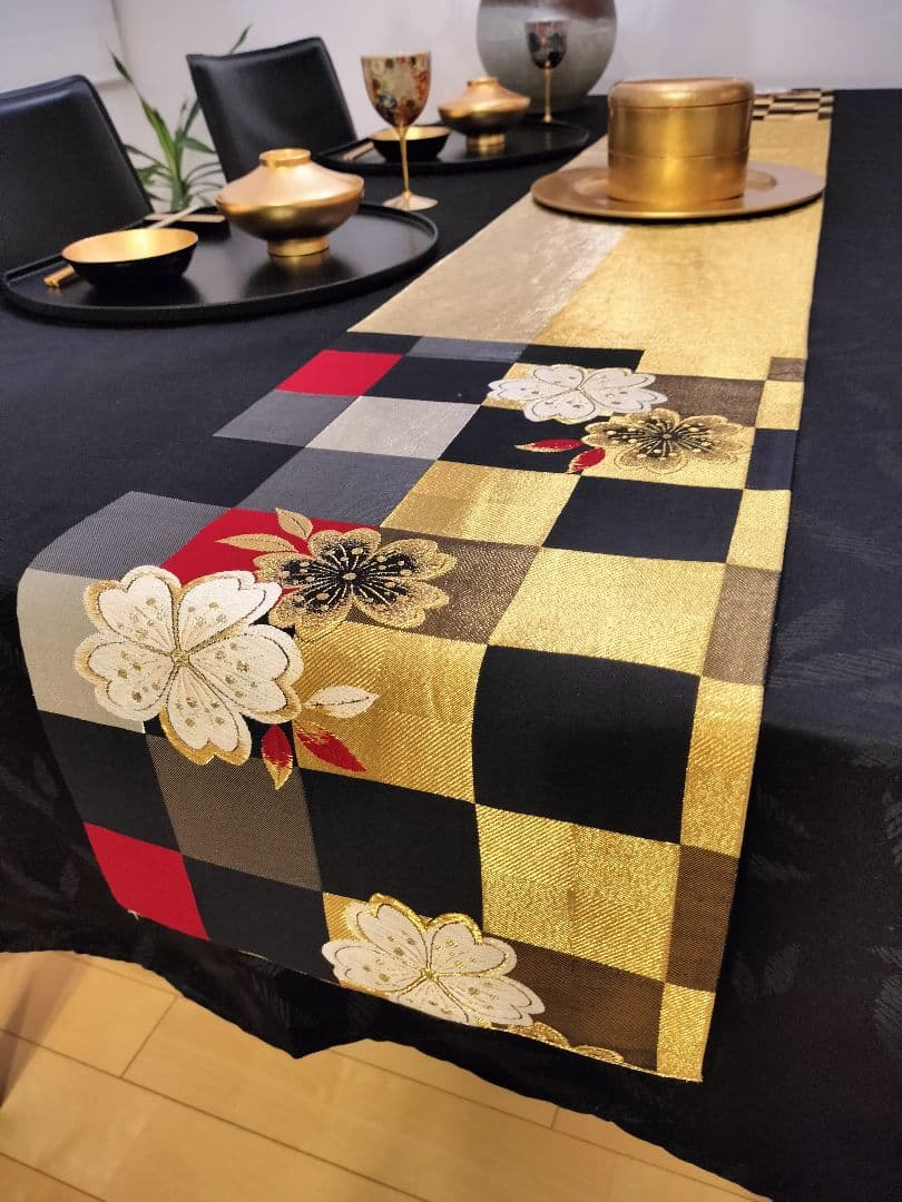 A651★逸品‼️豪華刺繍‼️ひな祭り‼️袋帯正絹テーブルランナー2m16cm