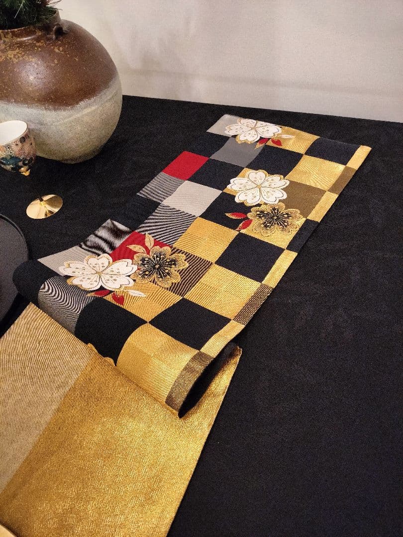 A651★逸品‼️豪華刺繍‼️ひな祭り‼️袋帯正絹テーブルランナー2m16cm