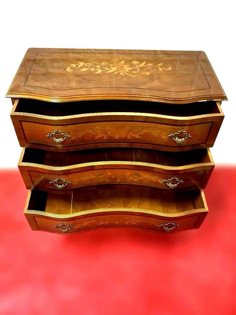 象嵌　チェスト　3段　猫脚