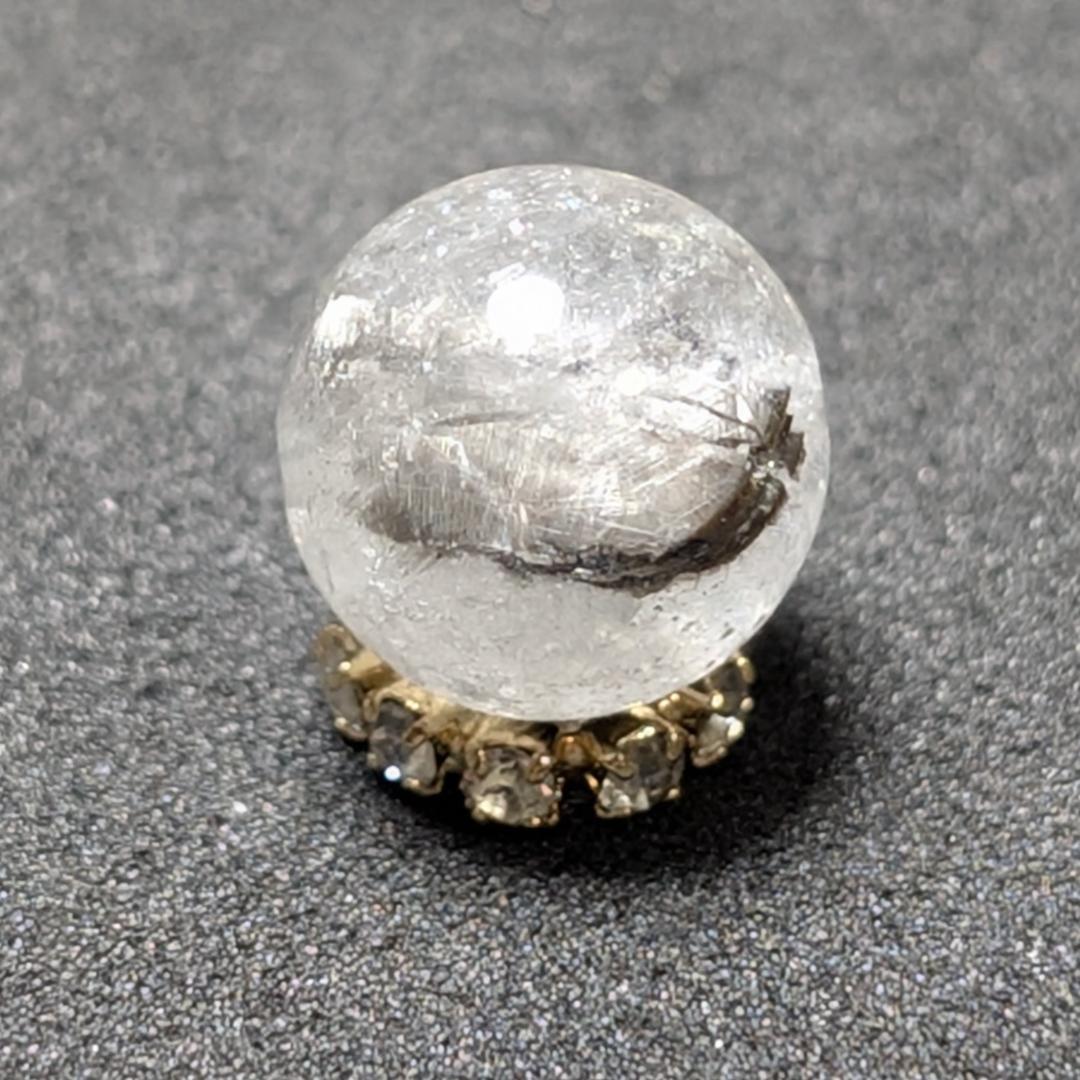 【結晶の塊がすごい】プラチナルチルクォーツ 一点物 9ミリ 1粒売り 貫通穴あり