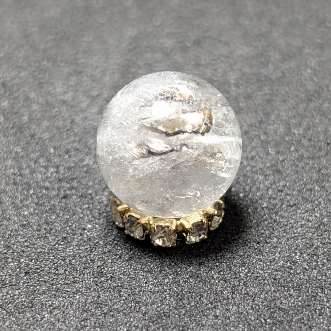 【結晶の塊がすごい】プラチナルチルクォーツ 一点物 9ミリ 1粒売り 貫通穴あり