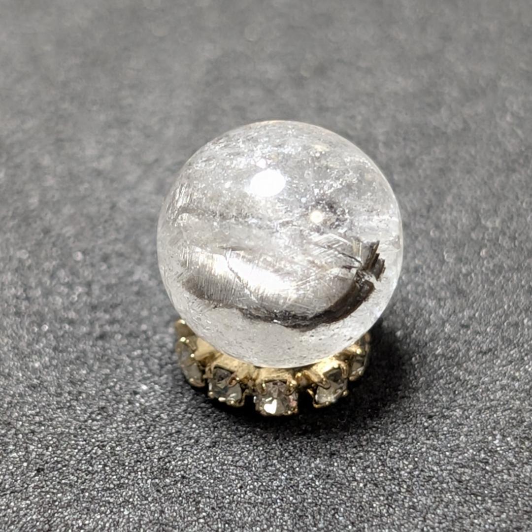 【結晶の塊がすごい】プラチナルチルクォーツ 一点物 9ミリ 1粒売り 貫通穴あり