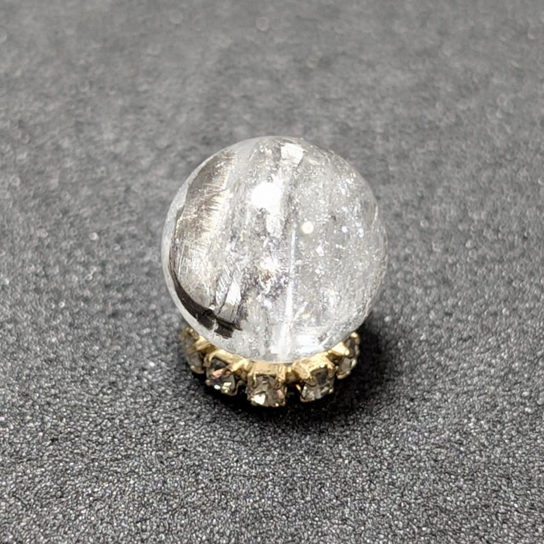 【結晶の塊がすごい】プラチナルチルクォーツ 一点物 9ミリ 1粒売り 貫通穴あり