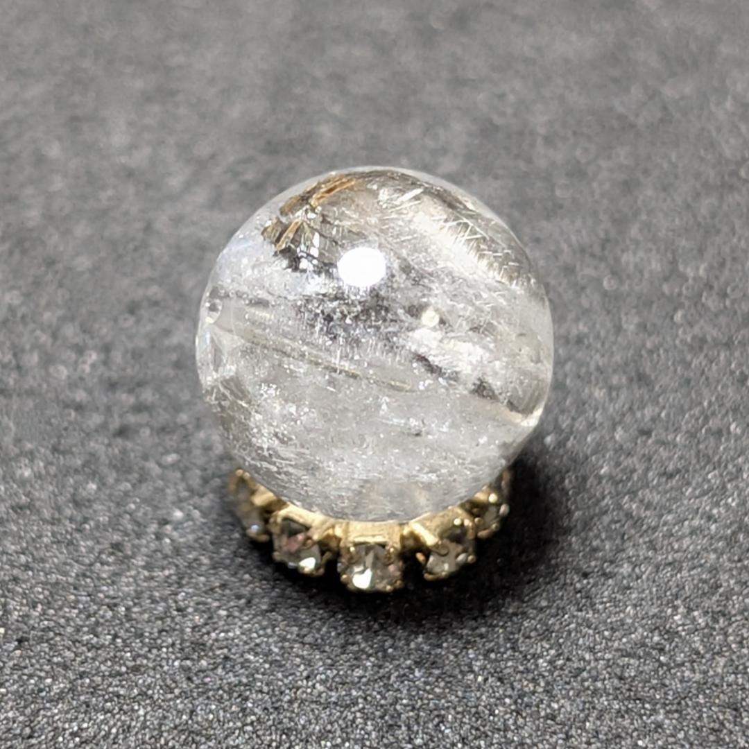 【結晶の塊がすごい】プラチナルチルクォーツ 一点物 9ミリ 1粒売り 貫通穴あり