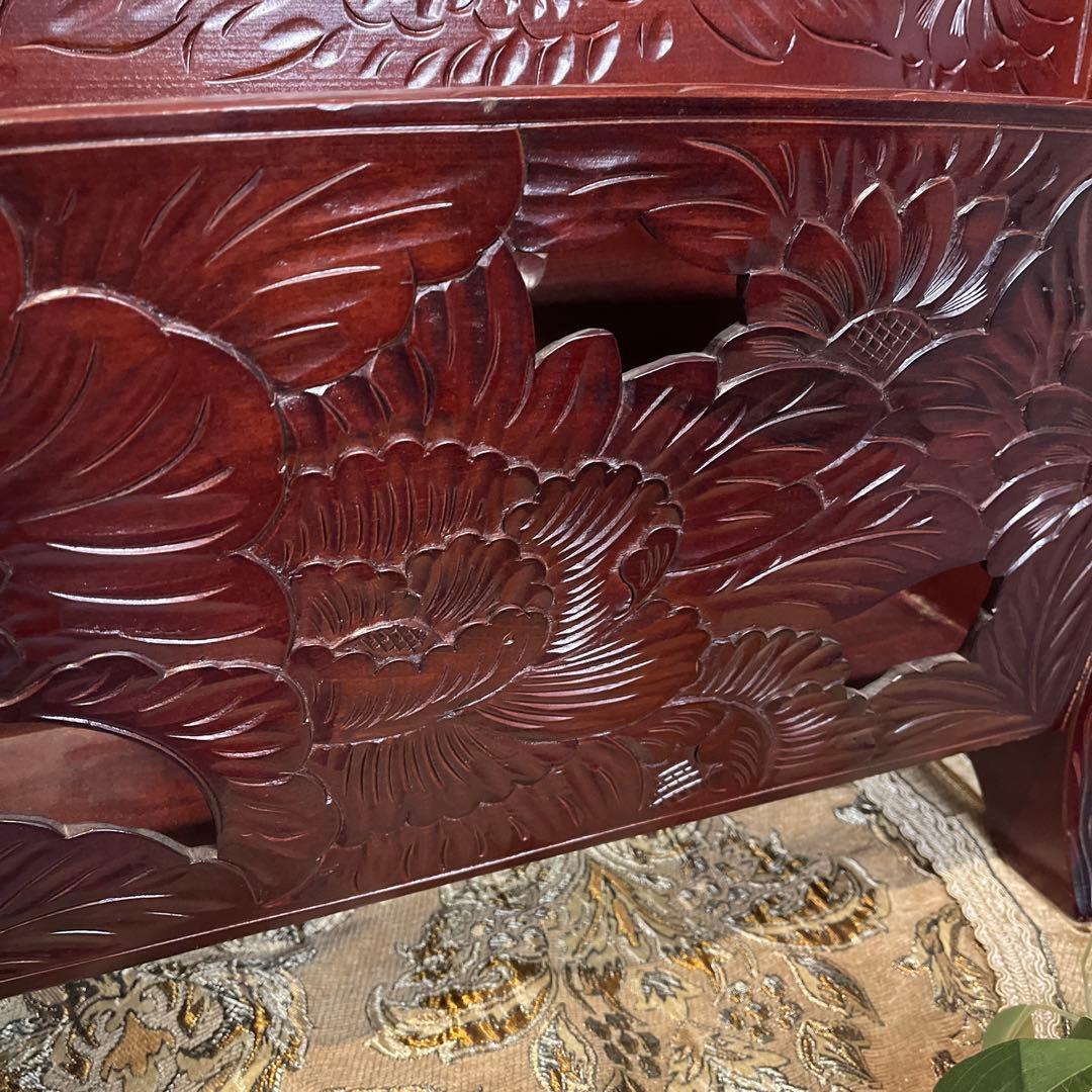 Sale 伝統工芸　日光彫り　咲き誇る花のマガジンラック