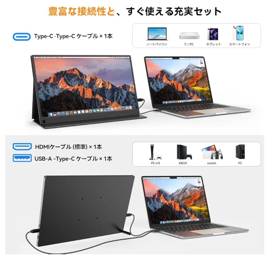 モバイルモニター ディスプレイ ポータブルモニター サブモニター 15.6インチ