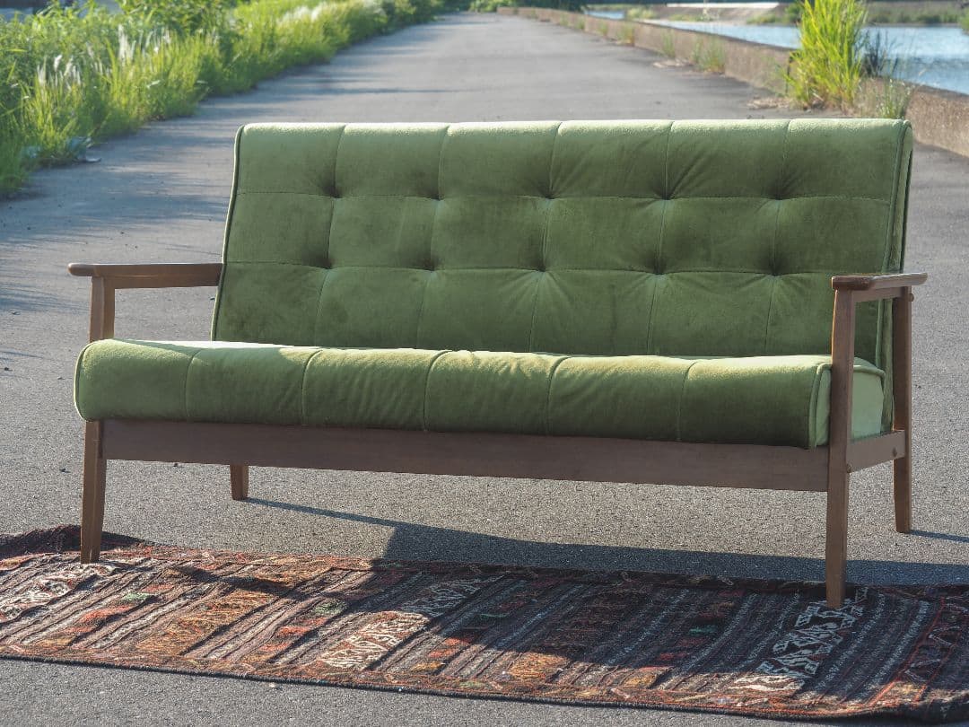 【値引中】モケットグリーン2Pソファ