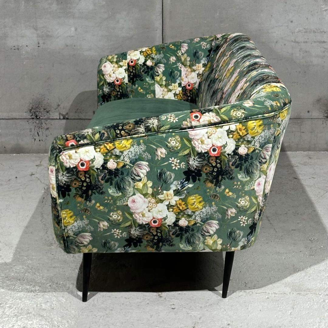 ★東馬★ 3人掛け 花柄ソファ クッション付 ボタニカル 高級ファブリック