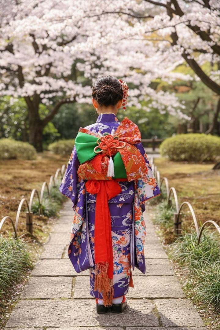 華やかな紫系♡七五三　7歳　女の子　フルセット　一式　赤
