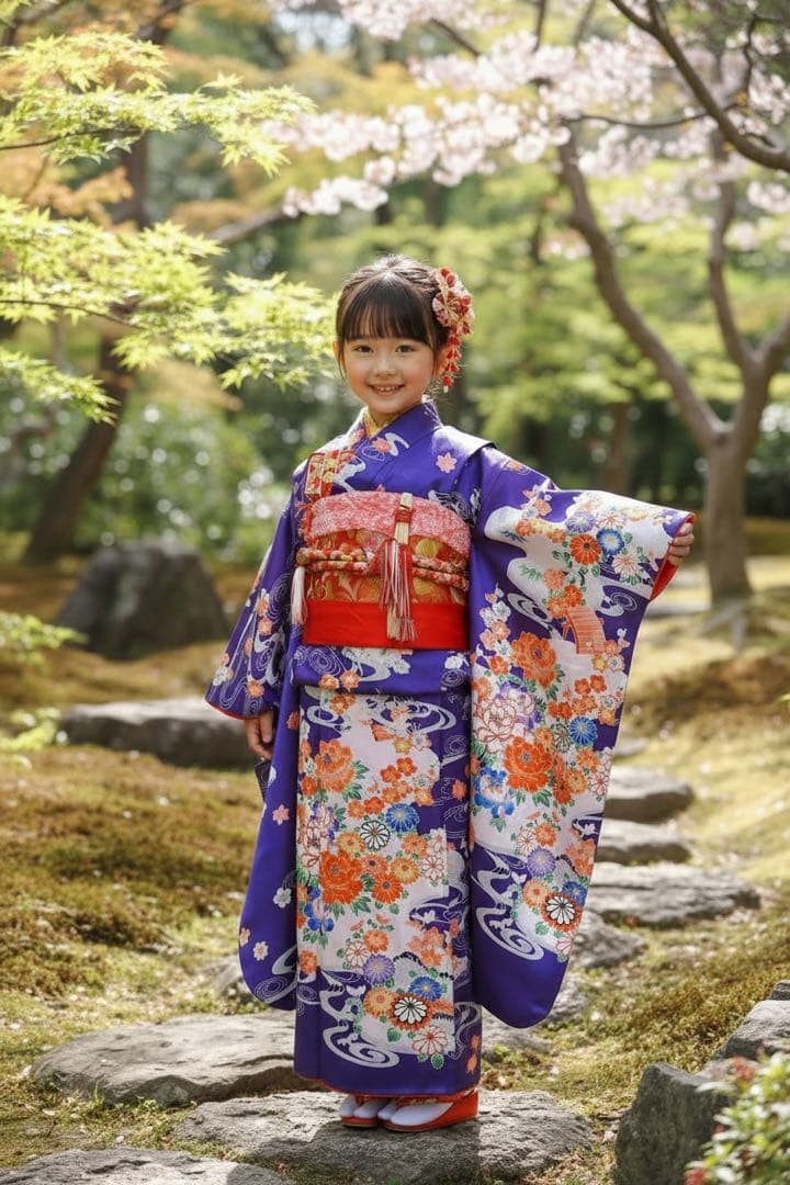 華やかな紫系♡七五三　7歳　女の子　フルセット　一式　赤
