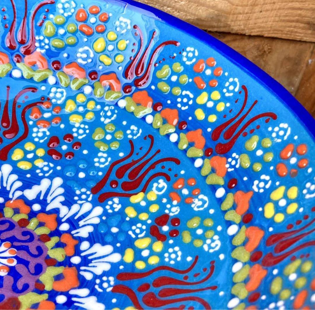 22cm☆新品☆【トルコ】 ボウル皿＊水色＊ ハンドメイド キュタフヤ陶器207