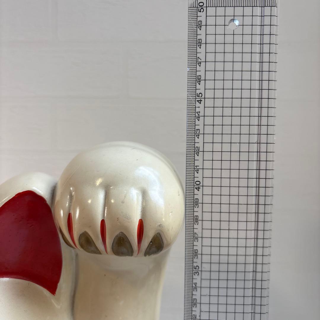 陶器 招き猫 約43cm 左手挙げ 昭和レトロ