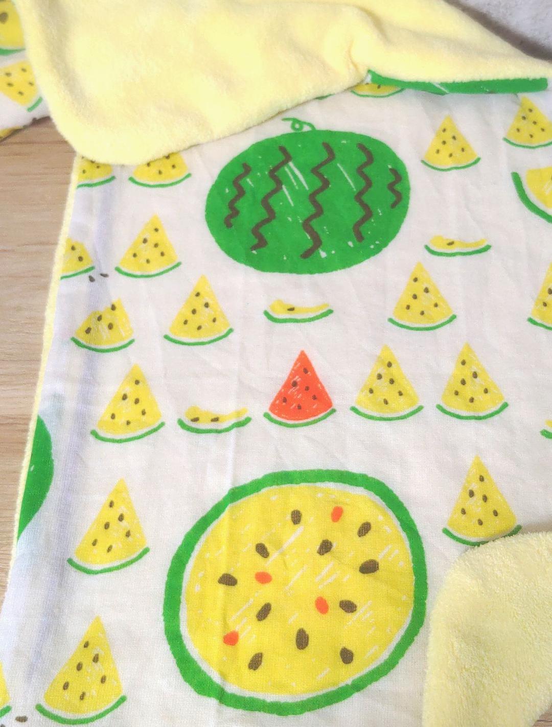 専用❤みかん＊ふわっサラ❤手拭いヘアドライタオル❤スイカ柄…イエロー。
