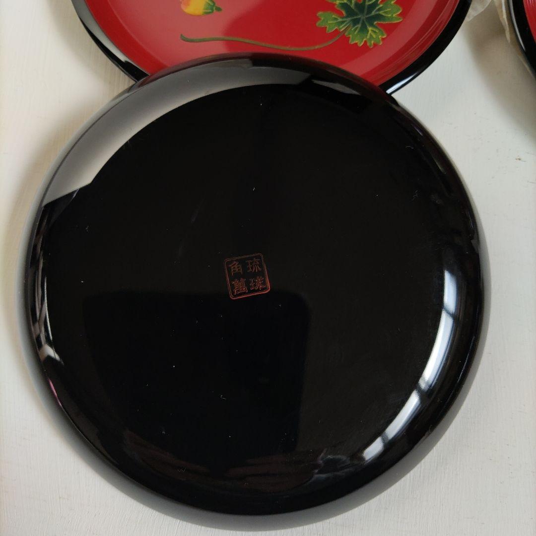 赤い漆器皿 5枚セット　未使用