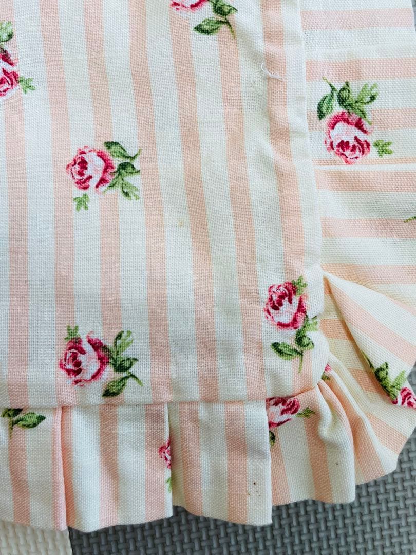 【ローラアシュレイ】花柄ストライプ ベッドカバー