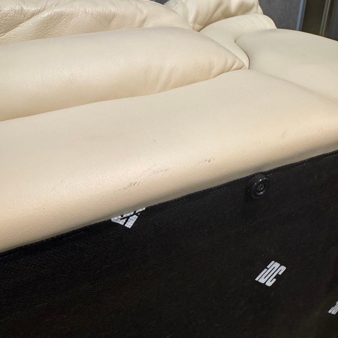 IDC大塚家具 廃盤 2人掛け 半革ソファ アイボリー