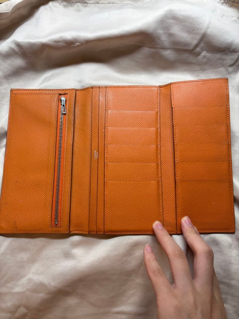 HERMES エルメス ベアン クラシック 長財布 オレンジ