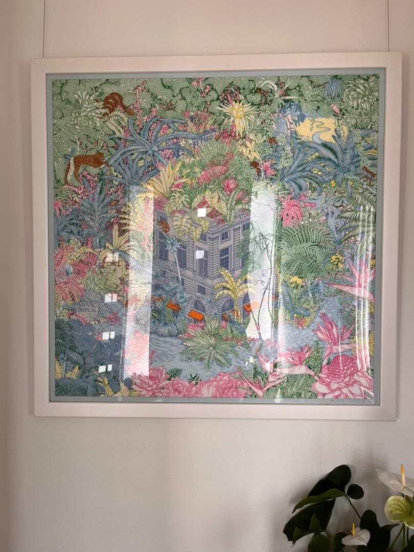 エルメス　カレ90 フォーブル・トロピカル 額装