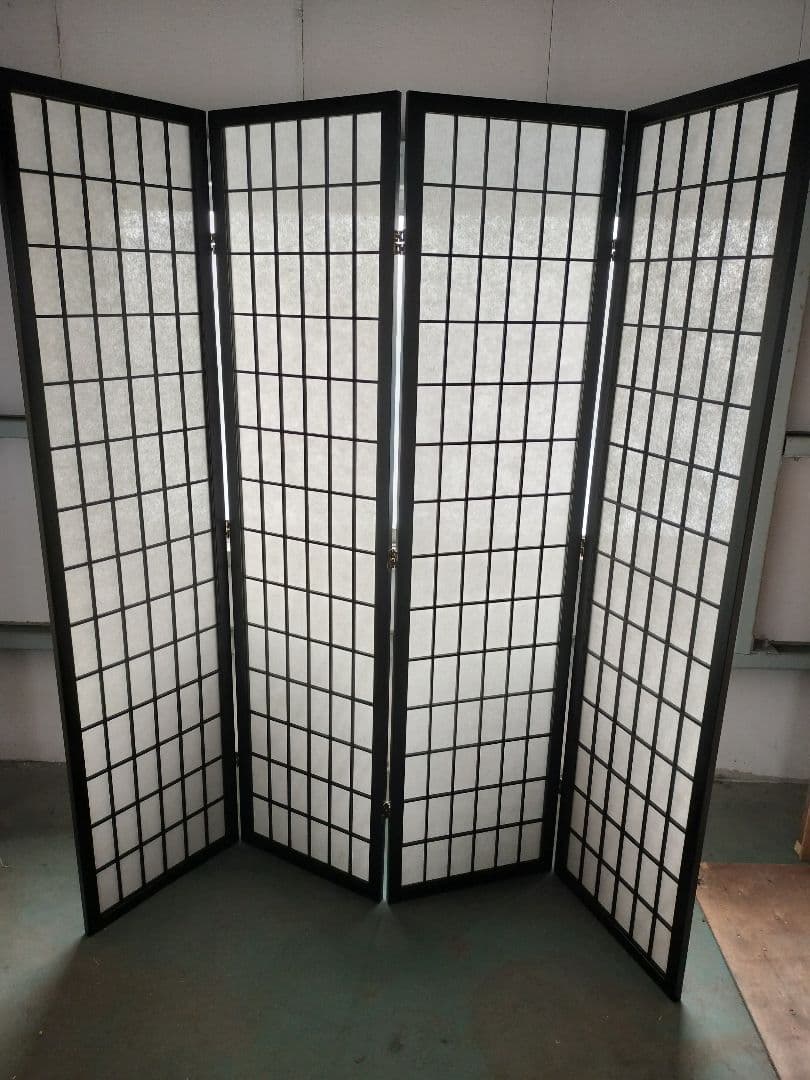 木製フレームの4つ折りパーテーション 180×45 cm