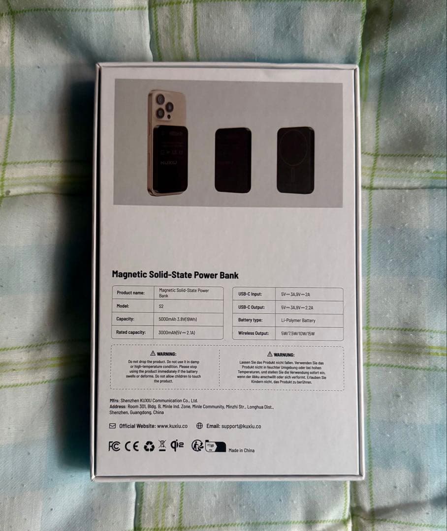 スマホアクセサリー KUXIU S2 Qi2 5000mAh MagSafe Power Bank