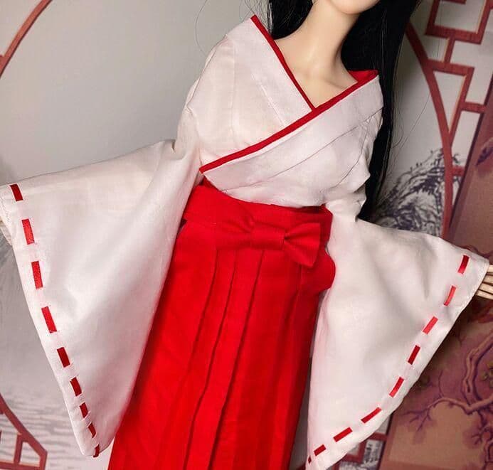 R04　BJD 1/3 ドール 衣装 和服 桔梗 巫女服 ハンドメイド