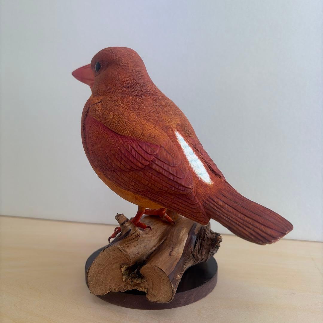 一点物　野鳥アカショウビン　彫刻　木彫り　リアルバードカービング