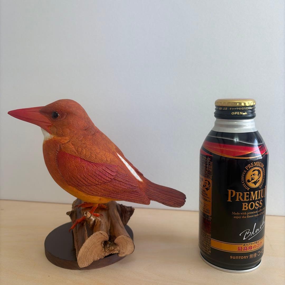 一点物　野鳥アカショウビン　彫刻　木彫り　リアルバードカービング