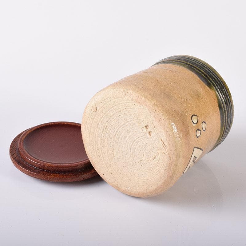 茶道具　瑞光窯　佐々木八十二作　織部茶器　共箱　V　7298