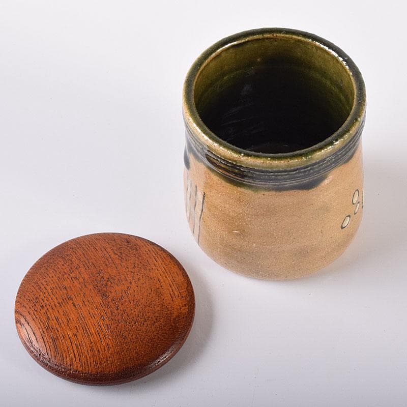 茶道具　瑞光窯　佐々木八十二作　織部茶器　共箱　V　7298