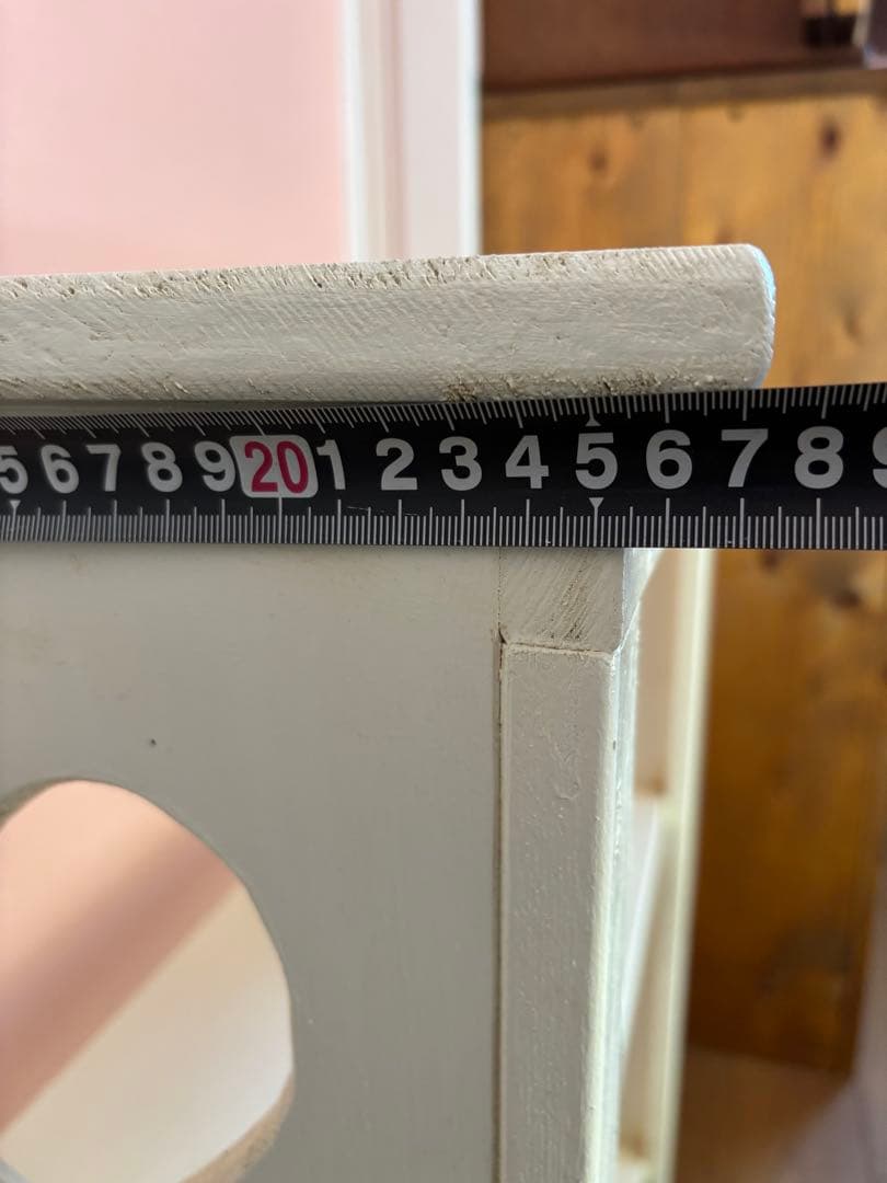 カントリー家具ハンドメイドシャビーホワイトアンテーク仕上げ ハートくり抜き2段棚