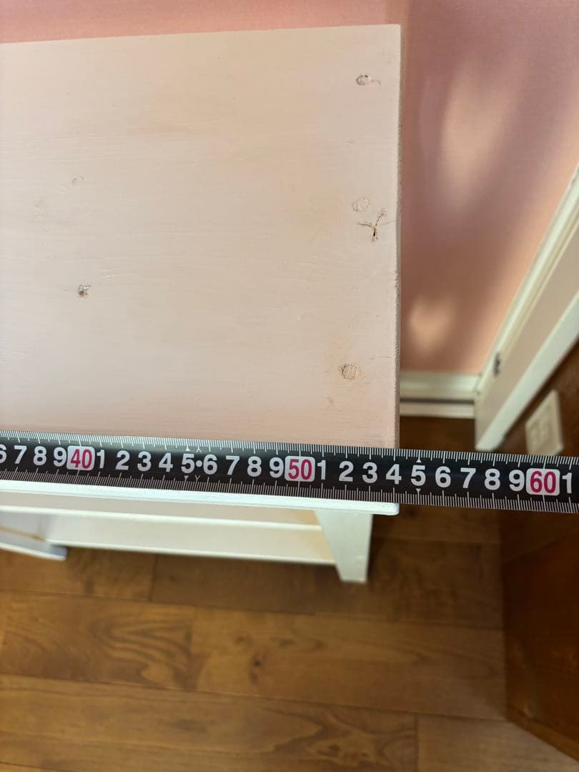 カントリー家具ハンドメイドシャビーホワイトアンテーク仕上げ ハートくり抜き2段棚