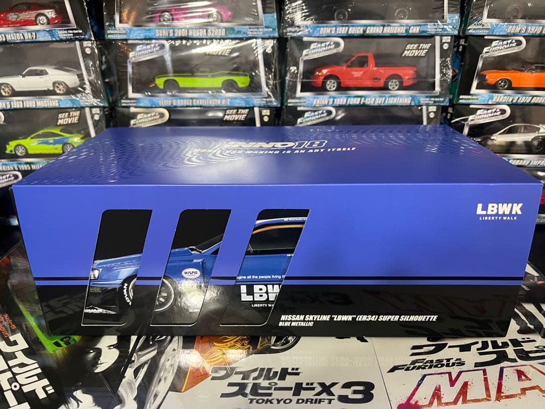 ミニカー INNO 18 SKYLINE LBWK ER34 BLUE