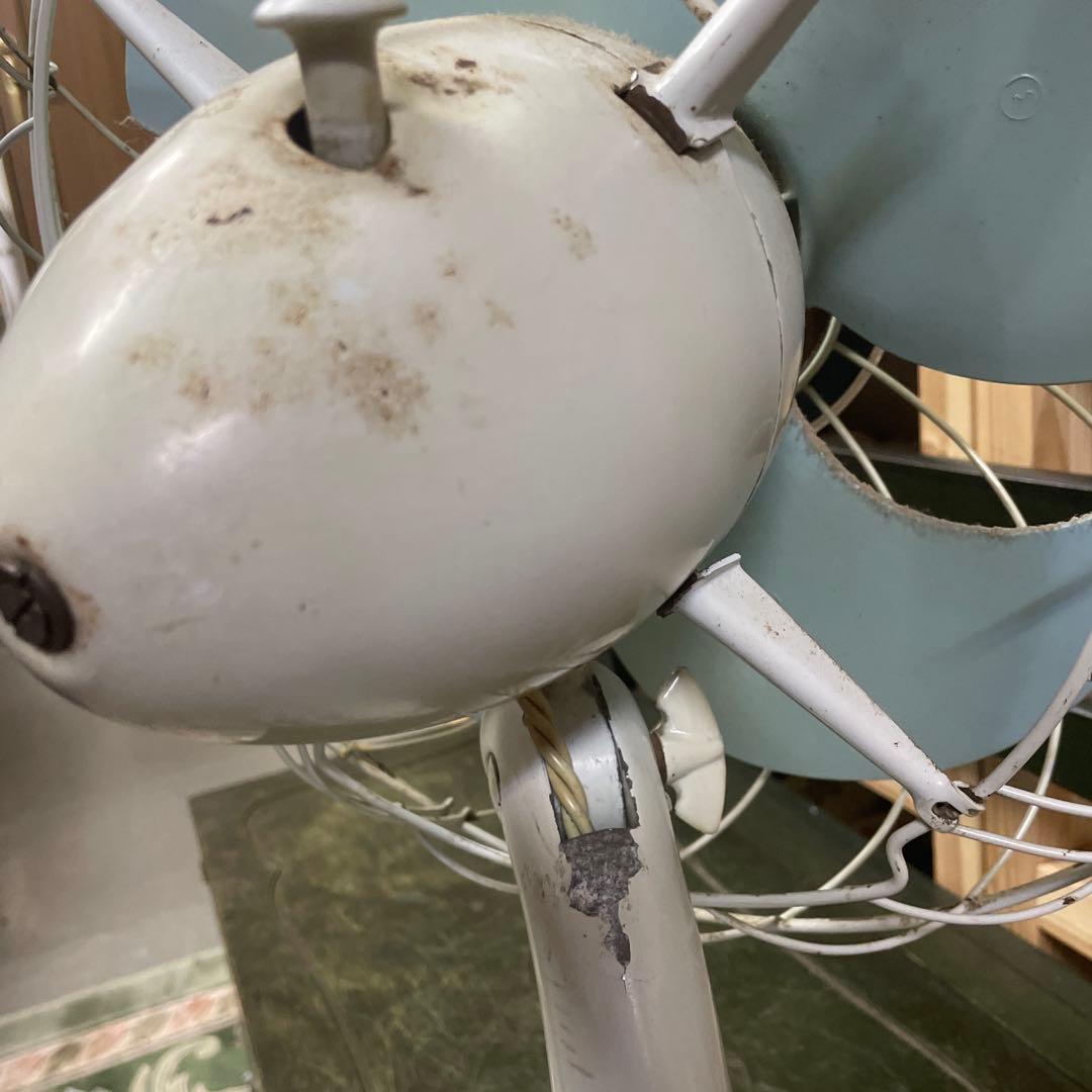 ヴィンテージHITACHI 卓上扇風機 青 4枚羽根　1950年から1970年製